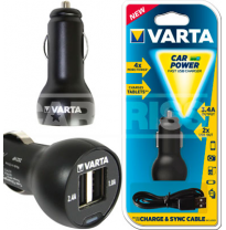 Varta Cargador 2xusb (2.4a&amp;1a) Dc 12v Cable Usb Incluido