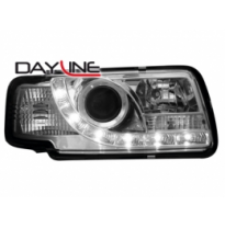 Faros Audi 80 91-94 _ Con Diseño Luz Diurna _ Cromado