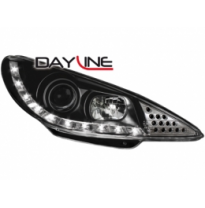 Faros Luz Diurna Peugeot 206 98-02  _ _Negros Con Intermitente De Led