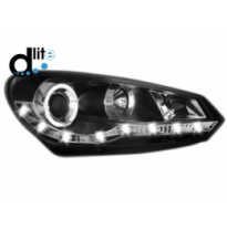Faros Luz Diurna Vw Golf Vi 08+ _ Homologacion R87 _ Negro