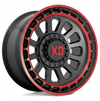 LLANTA ALUMINIO XD OMEGA NEGRO SATINADO LABIO ROJO 9 x 17 Et:18  5 x 127/139,7 78,1