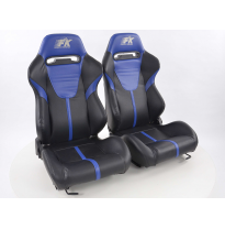 Juego Asientos Deportivos Atlanta Cuero Artificial Negro/Azul Fk Automotive