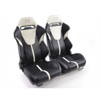 Juego Asientos Deportivos Atlanta Cuero Artificial Negro/Blanco Fk Automotive