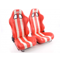 Juego Asientos Deportivos Indianápolis De Cuero Artificial Rojo/Blanco Fk Automotive