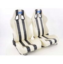 Juego Asientos Deportivos Indianápolis De Cuero Artificial Blanco-Negro Fk Automotive