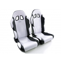 Juego Asientos Deportivos Miami De Cuero Artificial Blanco-Negro Fk Automotive