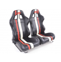 Juego Asientos Deportivos Portland Cuero Artificial Negro/Blanco/Rojo / Fk Automotive