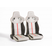 Asientos Deportivos Berlin De Cuero Artificial Gris/Negro Fk Automotive