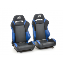 Asientos Deportivos Frankfurt De Cuero Artificial Negro/Azul Fk Automotive