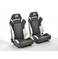 Asientos Deportivos Frankfurt De Cuero Artificial Negro/Blanco Fk Automotive