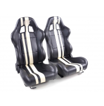 Juego Asientos Deportivos Portland Cuero Artificial Negro/Blanco Fk Automotive