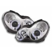 Faros Delanteros Set Angel Eyes Mercedes Clase C Modelo W203  00-07 Cromado Fk Automotive