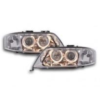 Faros Delanteros Angel Eyes Set  Audi A6 Modelo 4b  97-98 Cromado Fk Automotive