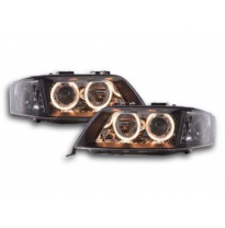 Faros Delanteros Angel Eyes Set  Audi A6 Modelo 4b  99-00 Negro Fk Automotive