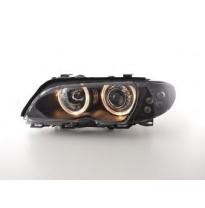 Faros Delanteros Angel Eyes Set  Bmw Serie 3 E46 Sedan  01-05, Negro Fk Automotive