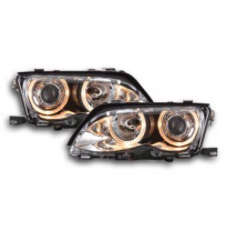 Faros Delanteros Angel Eyes Set  Bmw Serie 3 Sedan Modelo E46  01-03 Cromado Fk Automotive
