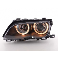 Faros Delanteros Angel Eyes Set  Bmw Serie 3 Sedan Modelo E46  01-03 Negro Fk Automotive