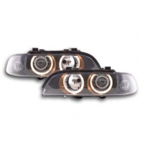 Faros Delanteros Angel Eyes Set  Bmw Serie 5 Modelo E39  95-00 Negro Con Xenon Fk Automotive