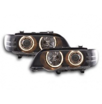 Faros Delanteros Angel Eyes Set  Bmw X5 E53  00-03, Negro Fk Automotive