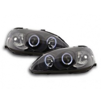Faros Delanteros Set Angel Eyes Honda Civic Coupe/Civic 4-Ptas.  99-00 Negro Fk Automotive