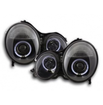 Faros Delanteros Set Angel Eyes Mercedes Clase E Modelo W210  99-01 Negro Fk Automotive