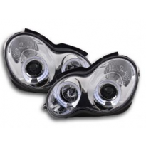 Faros Delanteros Set Angel Eyes Mercedes Clase C Modelo W203  00-07 Cromado Fk Automotive