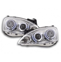 Faros Delanteros Set Angel Eyes Opel Corsa Modelo C  01-06 Cromado Fk Automotive