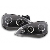 Faros Delanteros Set Angel Eyes Opel Corsa Modelo C  01-06 Negro Fk Automotive