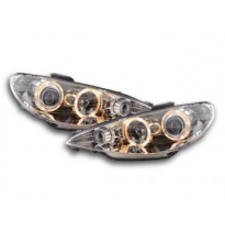 Faros Delanteros Angel Eyes Set  Peugeot 206  98-03 Cromado Fk Automotive