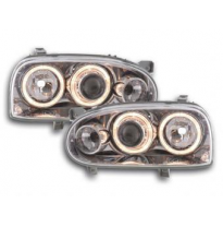 Faros Delanteros Angel Eyes Set  Vw Golf 3 Modelo 1hxo, 1 Exo  91-97 Cromado Fk Automotive