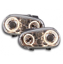 Faros Delanteros Angel Eyes Set  Vw Golf 4 Modelo 1j  98-03 Cromado Fk Automotive