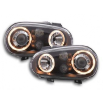 Faros Delanteros Angel Eyes Set  Vw Golf 4 Modelo 1j  98-03 Negro Fk Automotive