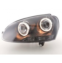 Faros Delanteros Angel Eyes Set  Vw Golf 5 Modelo 1k  03-08 Negro Fk Automotive