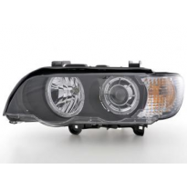 Faros Delanteros Xenon Angel Eyes Set Bmw X5 E53, Negro Fk Automotive