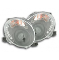 Faros Delanteros Luz Diurna Set Fiat 500  07- Negro Fk Automotive