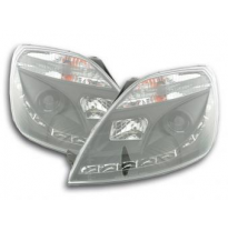 Faros Delanteros Luz Diurna Set Ford Fiesta Modelo Mk6  03-07 Negro Fk Automotive