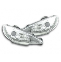 Faros Delanteros Luz Diurna Set Peugeot 206  98- Cromado Fk Automotive