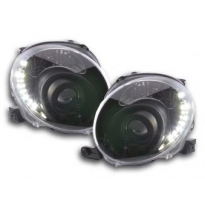 Faros Delanteros Luz Diurna Set Fiat 500  07- Negro Fk Automotive