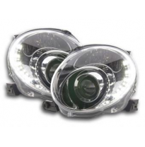Faros Delanteros Luz Diurna Set Fiat 500  07- Cromado Fk Automotive