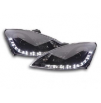 Faros Delanteros Luz Diurna Set Ford Focus 3/4/5-Ptas.  98-01 Negro Fk Automotive
