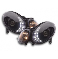 Faros Delanteros Luz Diurna Set Mercedes-Benz Clase E Modelo W211  02-06, Negro Fk Automotive