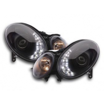 Faros Delanteros Luz Diurna Set Mercedes-Benz Clase E Modelo W211  06-08, Negro Fk Automotive