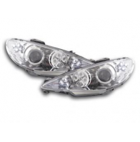 Faros Delanteros Luz Diurna Set Peugeot 206  98-05 Cromado Fk Automotive