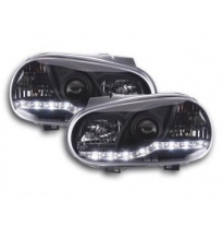 Faros Delanteros Luz Diurna Set Vw Golf 4 Modelo 1j  98-03 Negro Fk Automotive