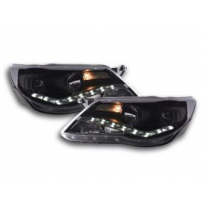 Faros Delanteros Luz Diurna Set Vw Tiguan  07-11, Negro Fk Automotive
