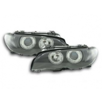 Faros Delanteros Angel Eyes Set  Bmw Serie 3 Coupe Modelo E46  03-05 Negro Fk Automotive