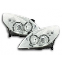 Faros Delanteros Angel Eyes Set  Opel Vectra Modelo C  05-08 Cromado Fk Automotive