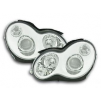 Faros Delanteros Set Angel Eyes Mercedes Benz Clase C Modelo W203 Cromado Fk Automotive