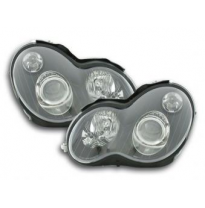 Faros Delanteros Set Angel Eyes Mercedes Benz Clase C Modelo W203 Negro Fk Automotive