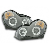 Faros Delanteros Set Angel Eyes Mercedes Clase C Modelo W203  00-07 Negro Fk Automotive